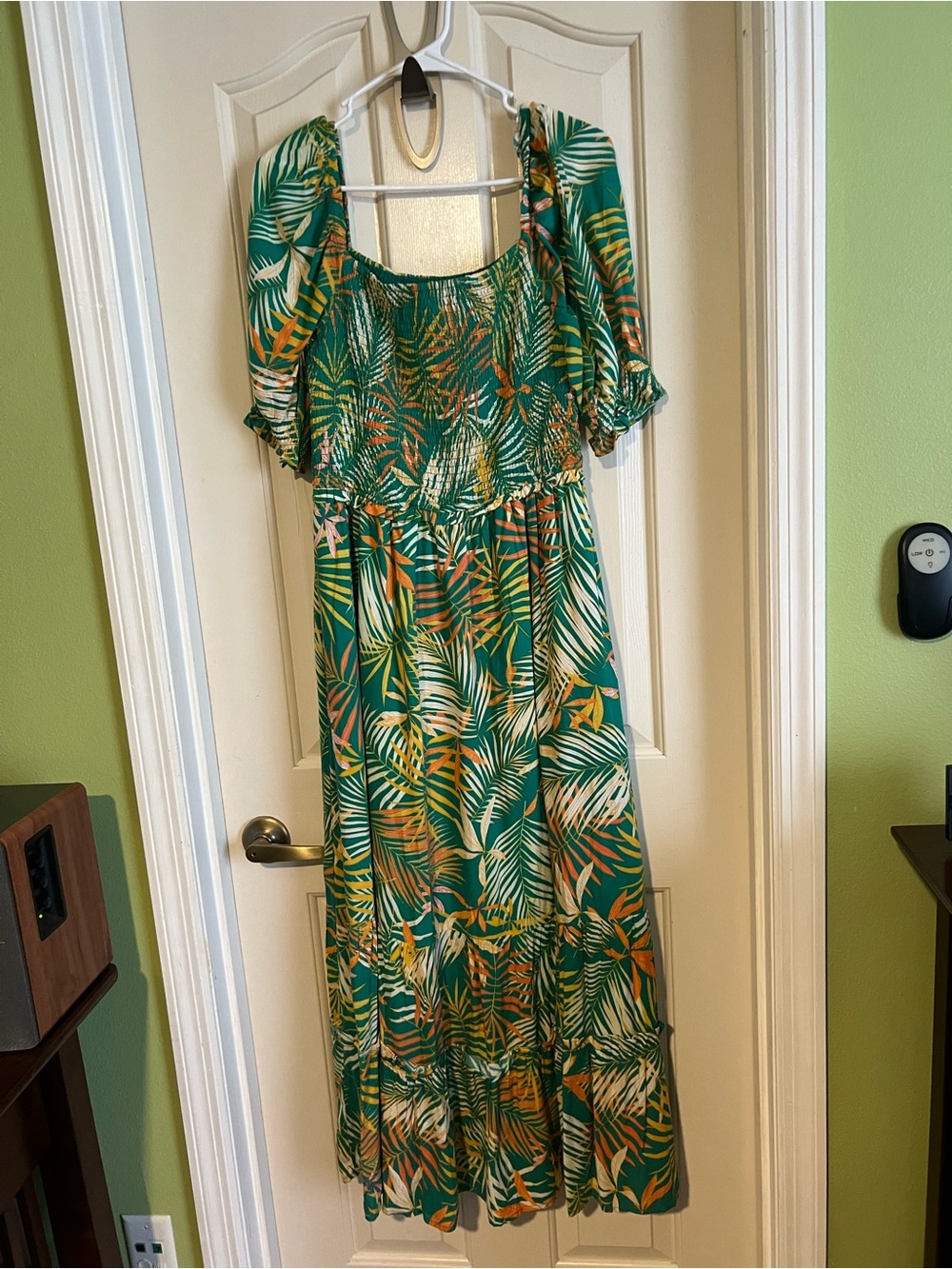 Betsey Johnson Green Tropical Leaf Maxi Dress